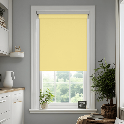 Estor opaco amarillo con cofre y guías manual FUSIÓN
