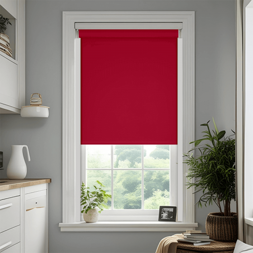 Estore opaco vermelho com cassete e guias manual FUSIÓN