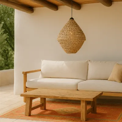 Lámpara de cuerda de palma plegable