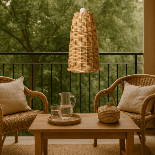 Lâmpada de vime capuz denso