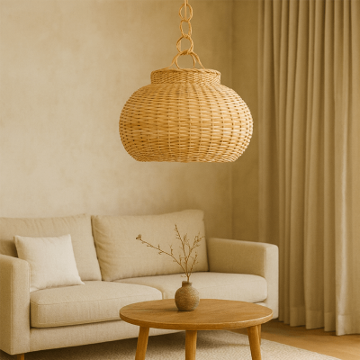 Lámpara de rattan esfera tupida