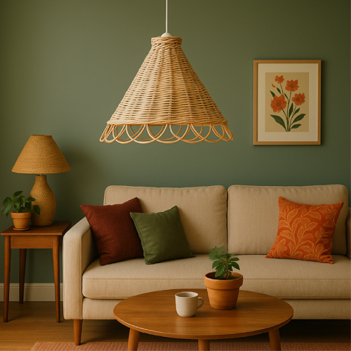 Lâmpada de rattan chapéu