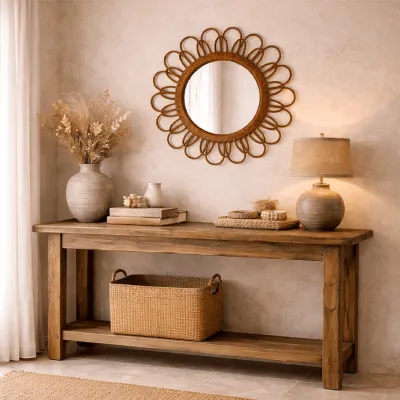 Espejo de bambú flor