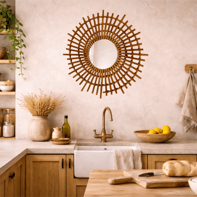 Espelho de bambu espiral