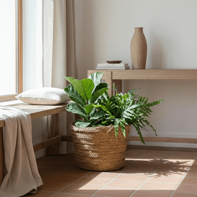 Cubremacetero de esparto redondo