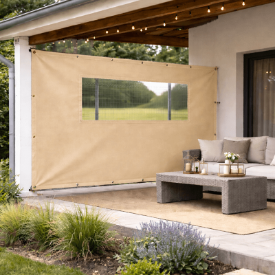 Lona tensionada com ilhós e...