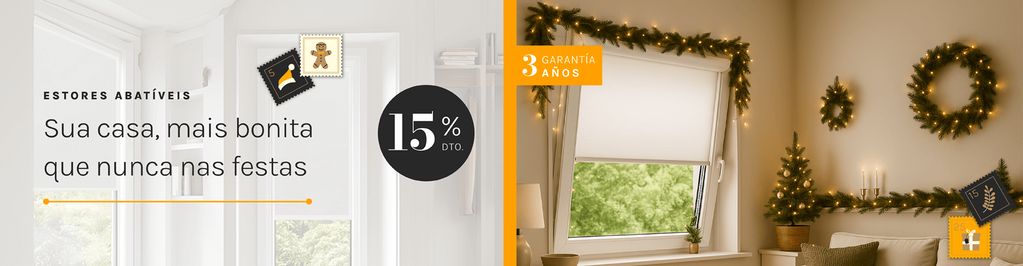 Estores abatíveis 15% de DTO.